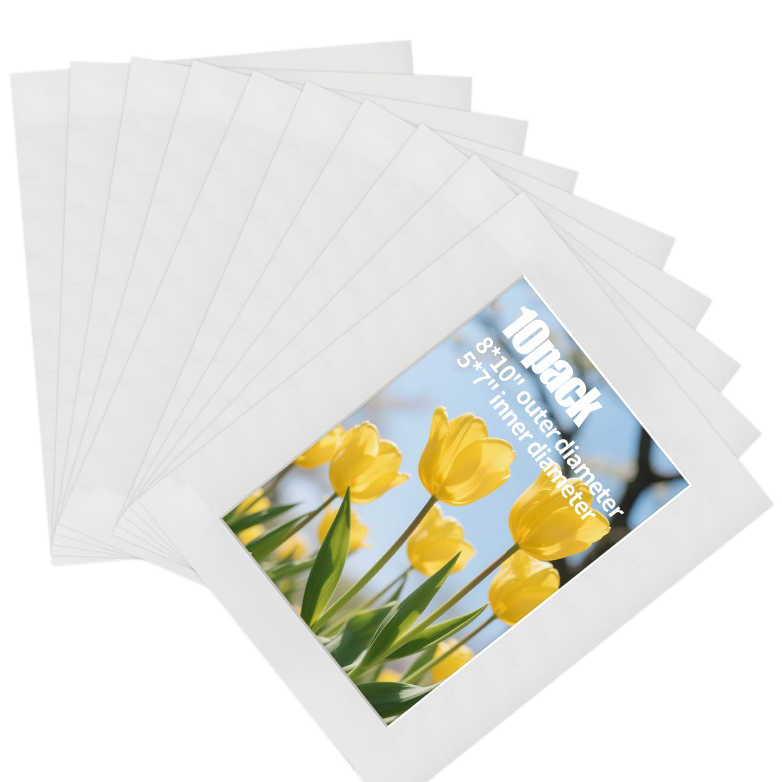 10 Pack 8x10 Inches Picture Frame Mats，Acid-Free Photo Frame Mat with 45° Bevel Cut for 5x7 Pictures,Picture Matting for Artwork and Home Decor-image-28