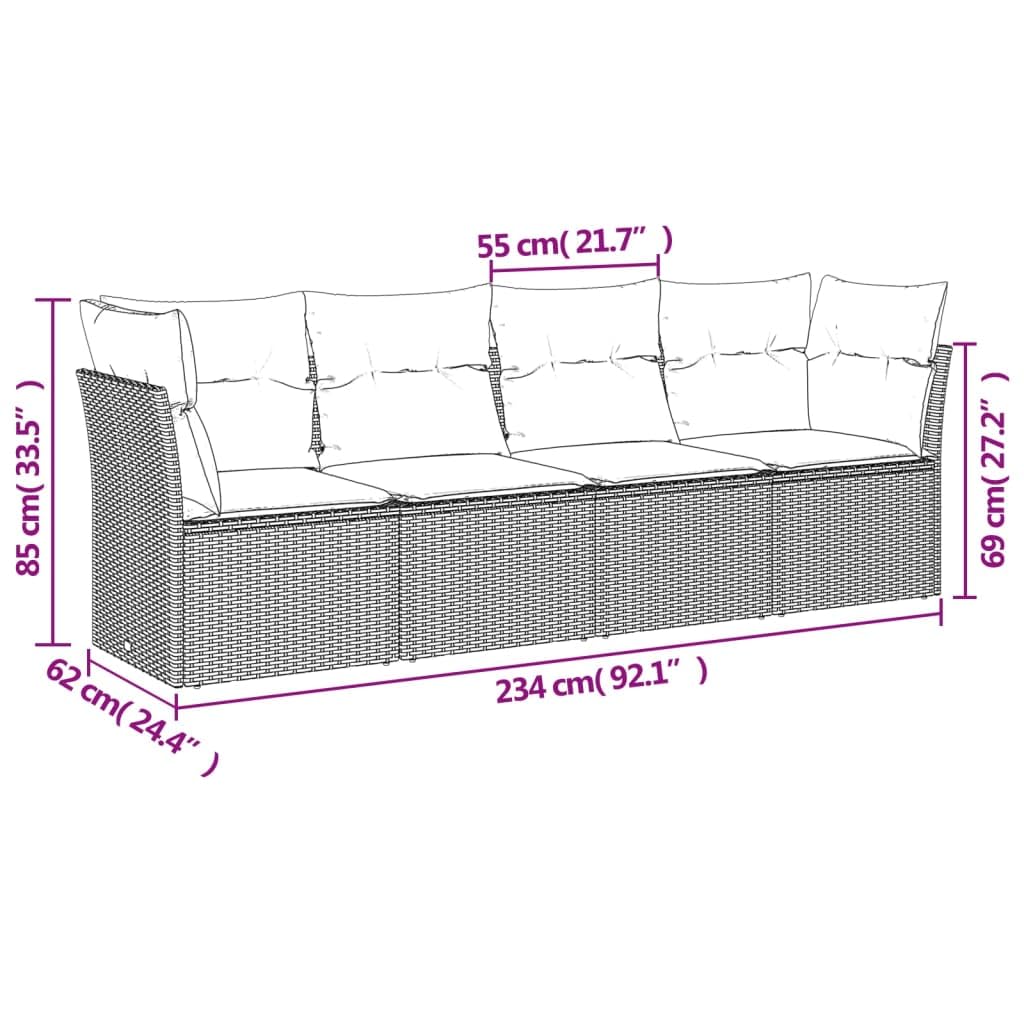 Juego de Sofas Jardin 4 Pzas Ratán Sintético Beige