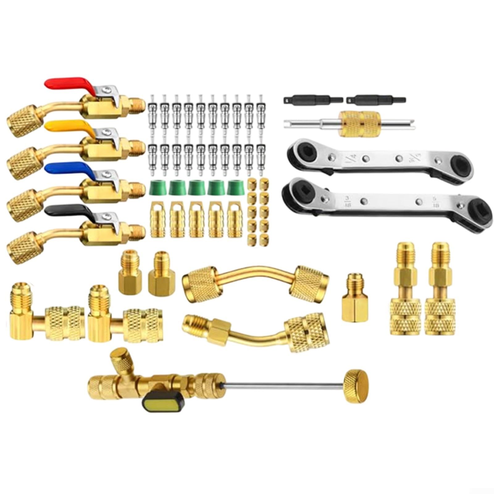 Set di strumenti per la rimozione del nucleo della valvola sottovuoto, per HVAC, chiave di riparazione per valvole a sfera in ottone con R410A, per adattatori mini split, compatibile con sistemi di