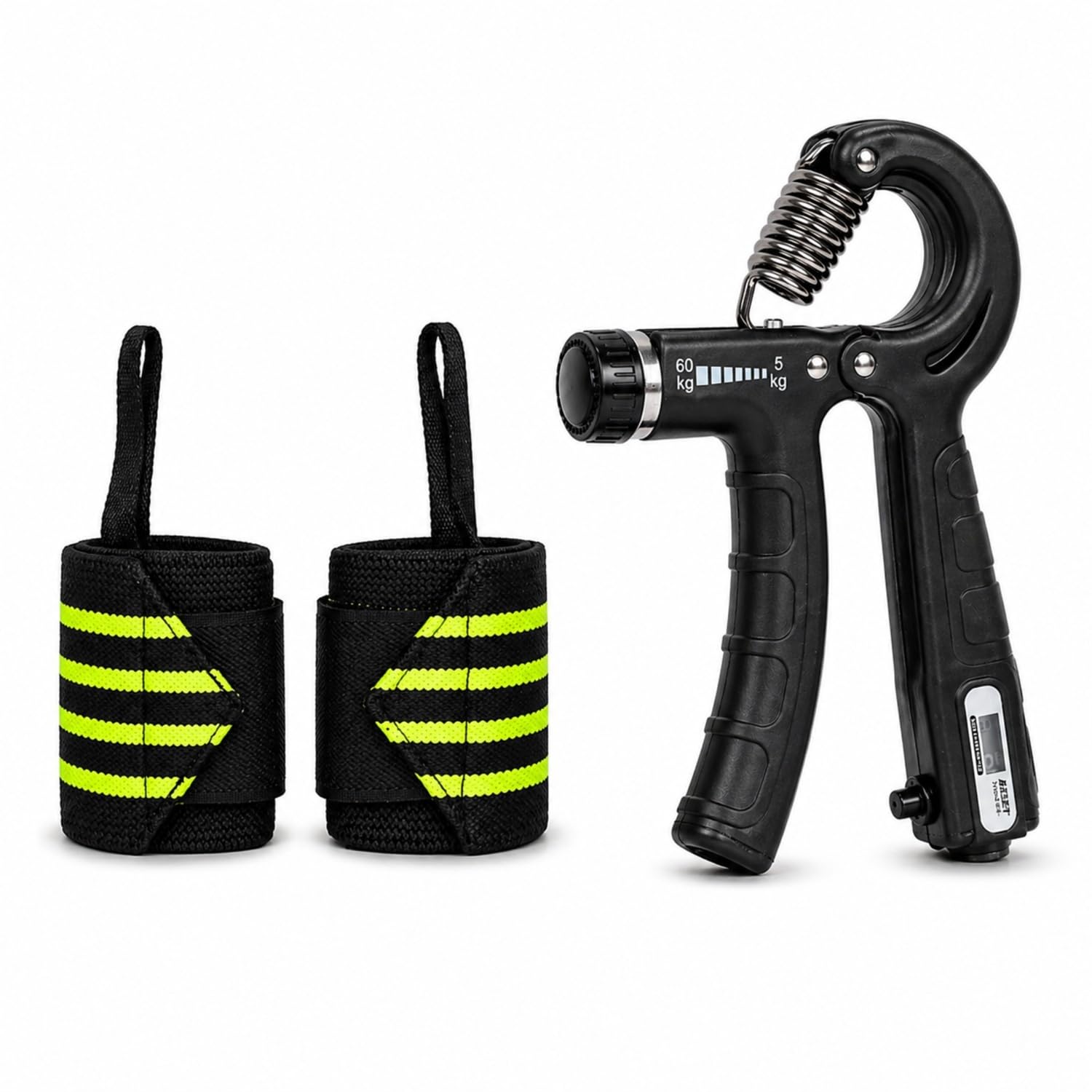 Adjustable Hand Gripper 5–60kg with Wrist Wraps Combo, Grip Strengthener & Wrist Support Straps for Gym, Forearm Trainer & Hand Exerciser for Men & Women-image-30