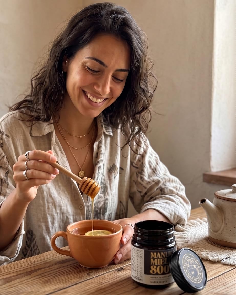 NaturalePiù Miel de Manuka 800+ MGO - 250g Brut et Bio de Nouvelle-Zélande - Miel cicatrisant monofloral - Pour Thé, Smoothies et Pâtisserie - Pur et Actif - Méthylglyoxal Certifié en Laboratoire