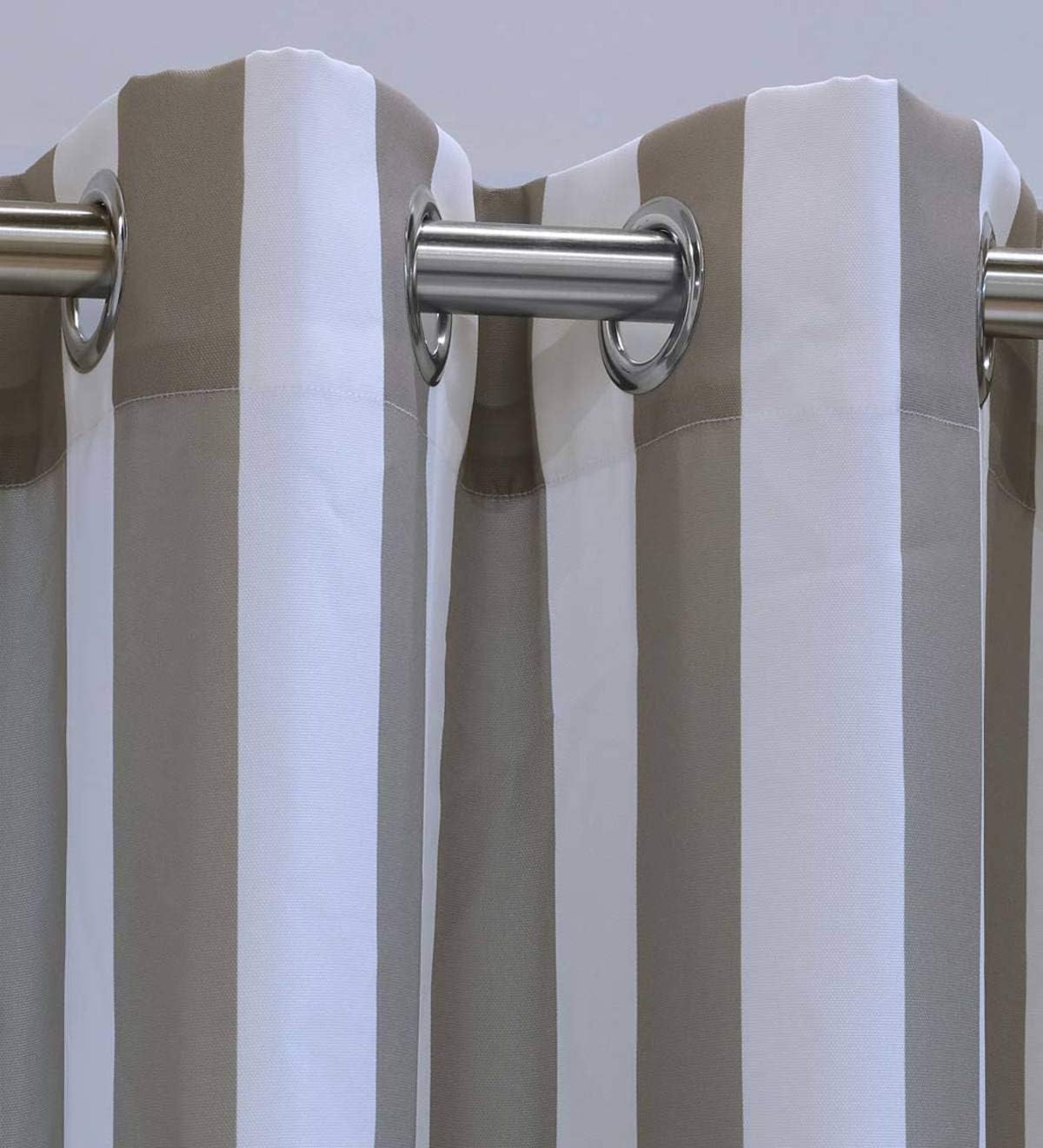 Outdoor décor Coastal Stripe Grommet Curtain Panel Window Dressing 50 x 84 in Taupe