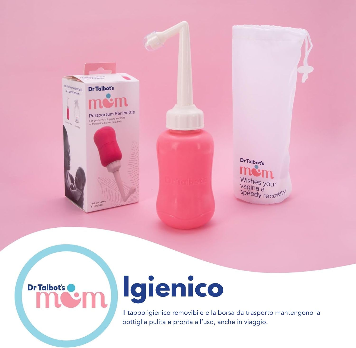 Nuby Dr. Talbot’s Mom Bidet Portatile Post-Parto 360ml | Silicone | Salute Materna | Con Borsa per la Conservazione