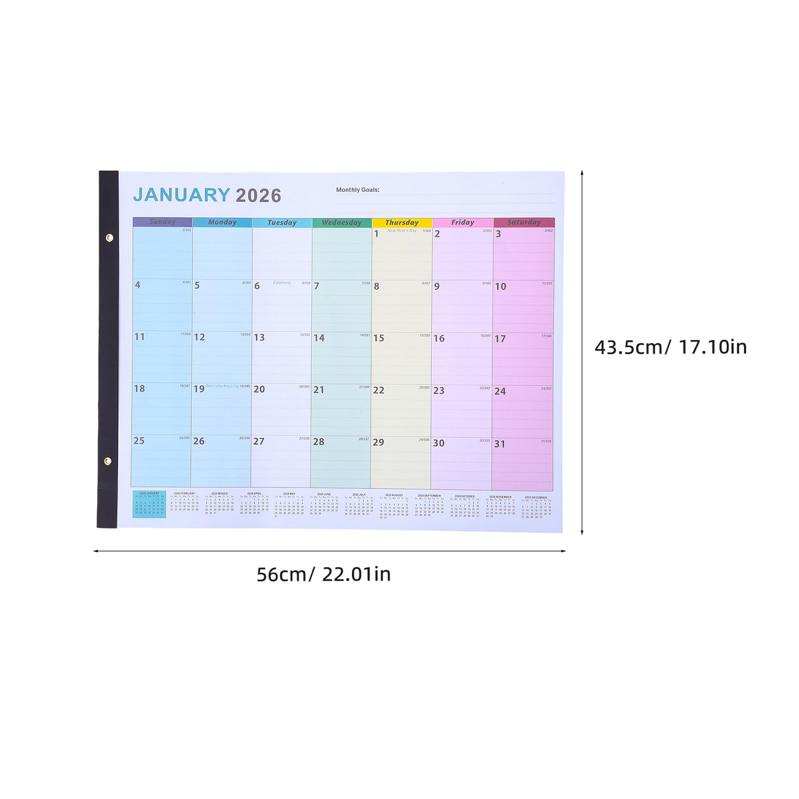 COHEALI Calendario da Parete Grande 2026-2027 Poster Mensile Jumbo per Pianificazione Annuale Calendario da Appendere per Ufficio e Casa Layout Chiaro e Fori per Facile Installazione