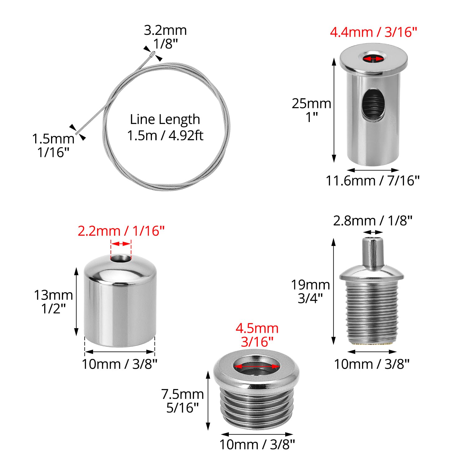 QWORK Kit de Suspensión para Paneles LED 1.5 mm x 1.5 m Cable de Acero Inoxidable