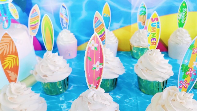 24 Cake Topper Tavole Da Surf: Decorazioni Per Cupcake A Tema Spiaggia E Surf