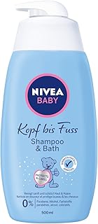 NIVEA BABY Szampon i kąpiel od głowy do stóp (500 ml), łagodny szampon dla niemowląt i żel pod prysznic z uspokajającym rumiankiem, delikatna kąpiel pod prysznic do skóry i włosów, z ochroną oczu