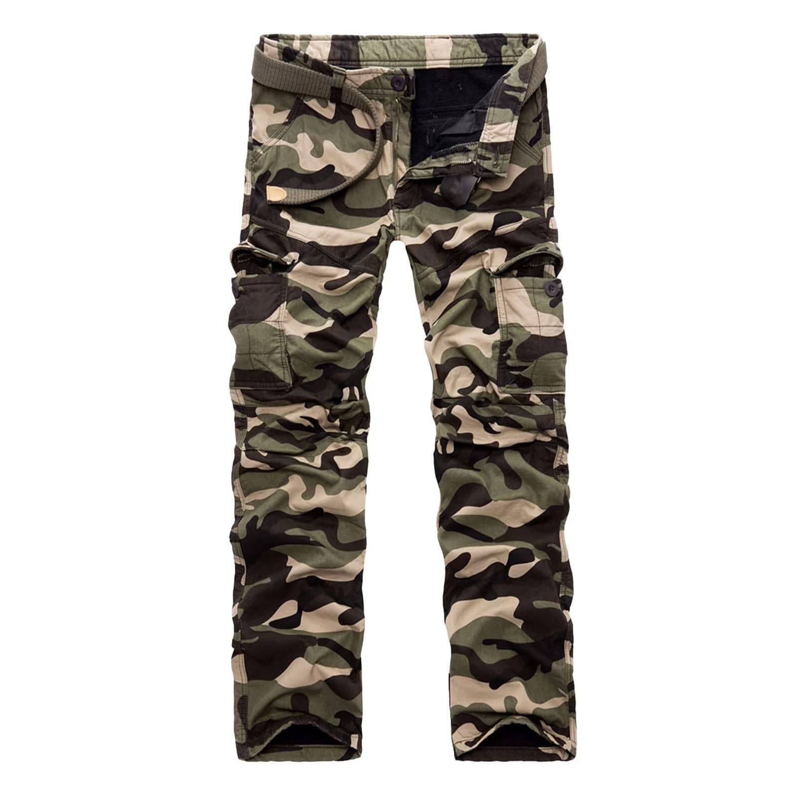 Barley Direct Mens Warm Fleece Lined Cargo Trousers Combat Work Trousers Thermal Pants for Hiking Walking Skiing,6 Pockets(C,M)