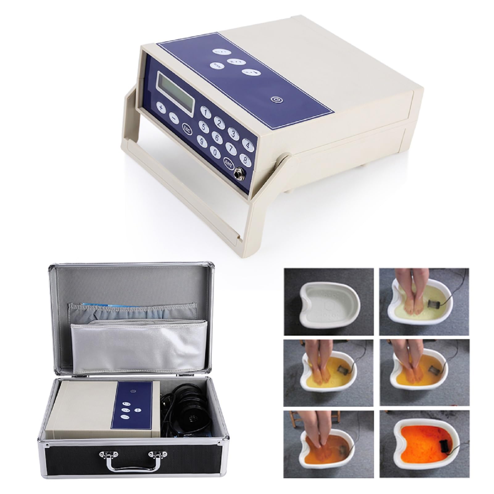 Ion Detox Foot Spa Machine de Détoxication Ionique Portable Confortable Machine à Double Détoxification pour Bains de Pieds Pour améliorer la circulation sanguine(110V-220V Norme européenne)