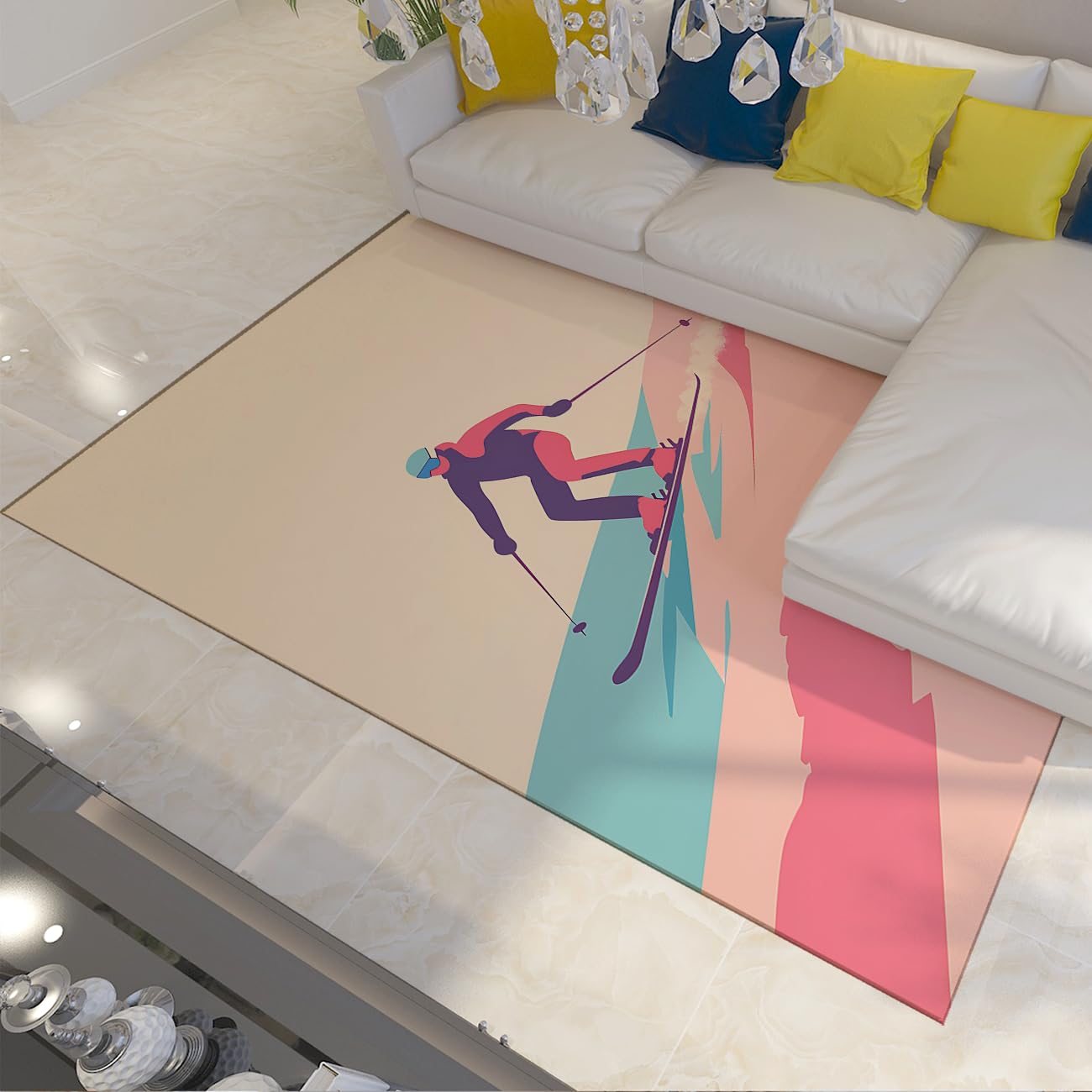 Tapis de sol ski 3D pour sécuriser et décorer une chambre