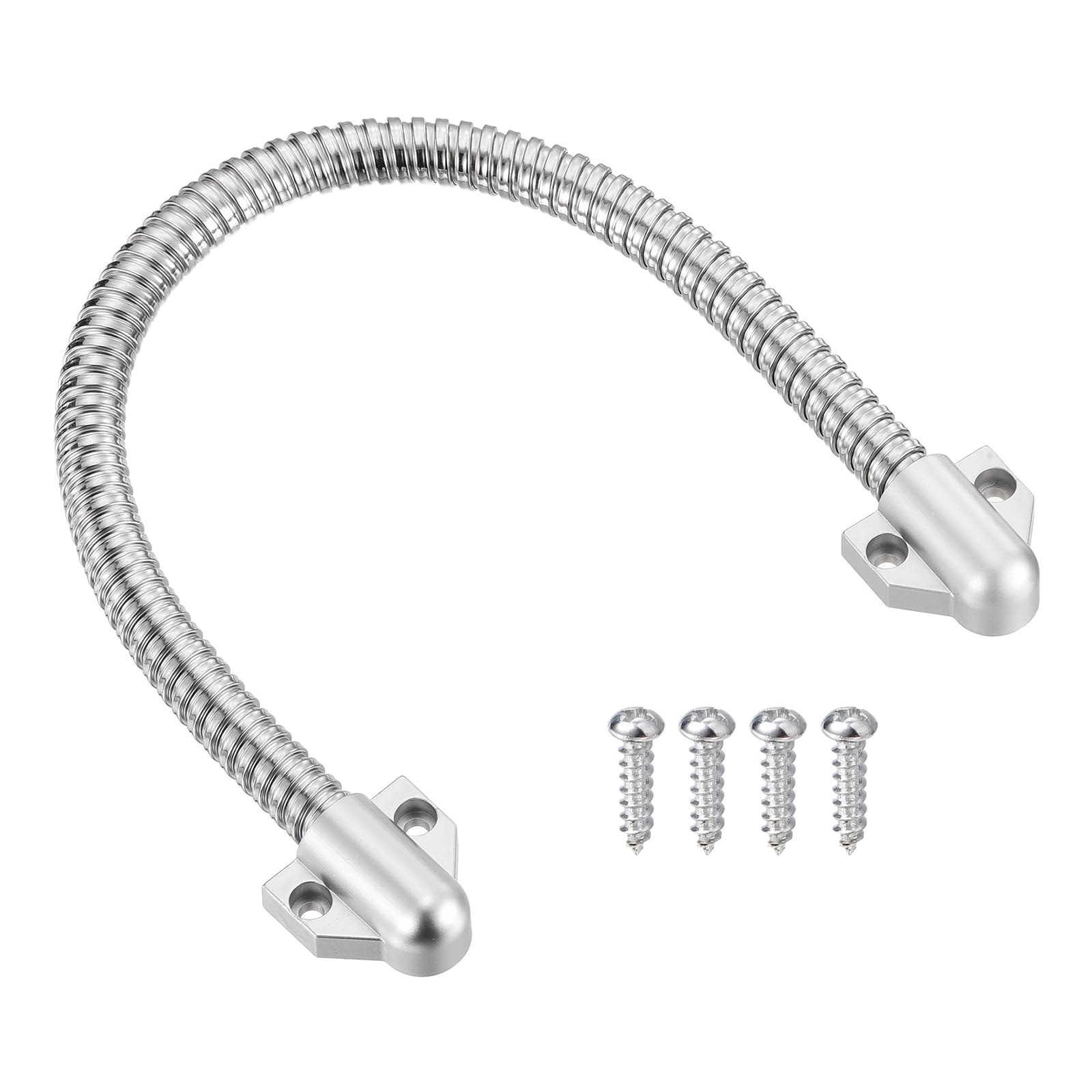 PATIKIL Armored Door Loop Wire Protection (400mm L 3/8" ID, Silver)(1Pcs), Door Wire Conduit Power Transfer Armored Cable Wire Sleeve Protector with Plastic Ends,Suit for-Access System