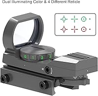 Vista 3 de Feyachi Mira Refleja - Retícula Ajustable (4 Estilos) ¡Tanto Roja como Verde en una Sola Mira!