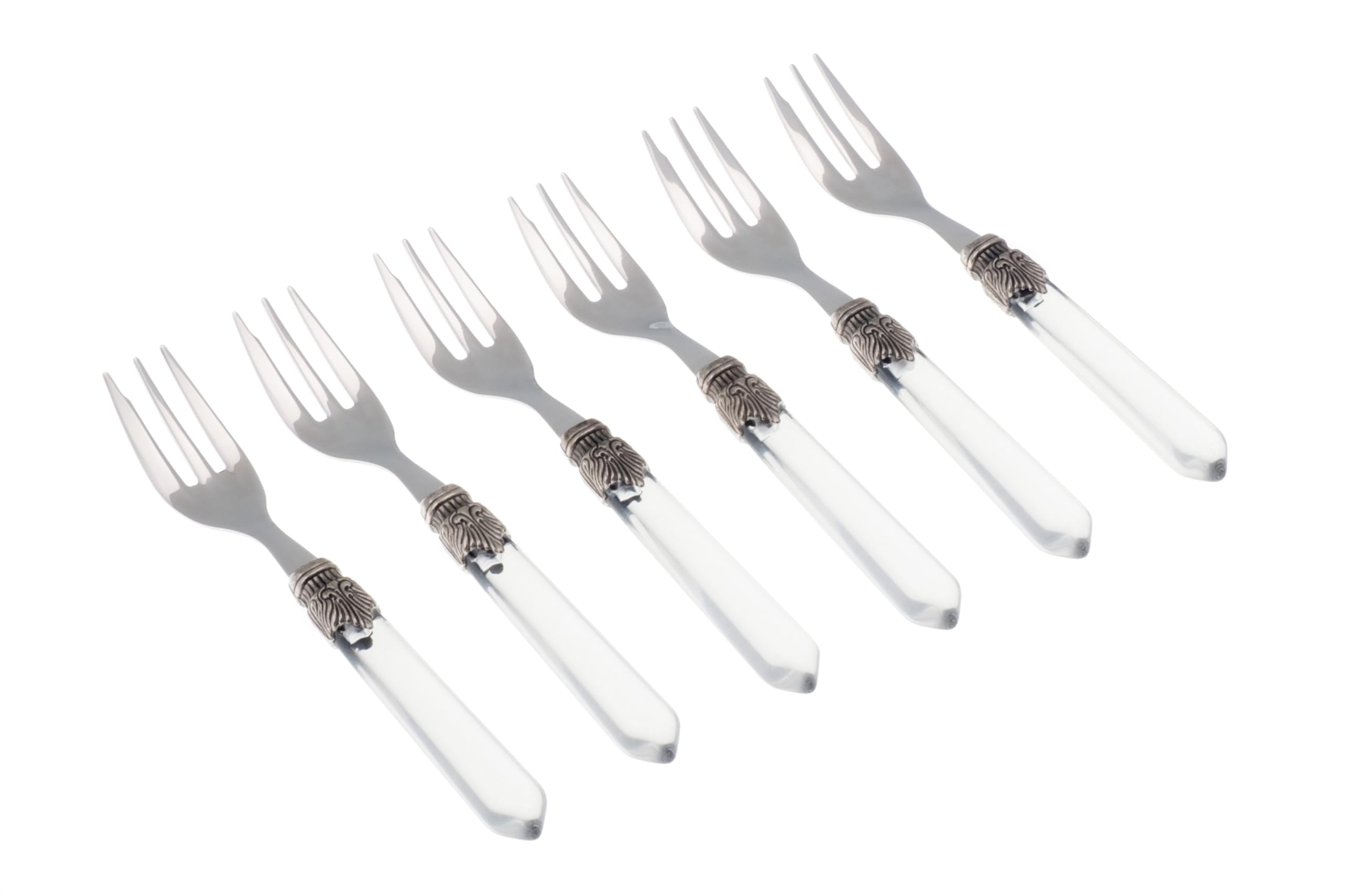 Rivadossi Sandro 4006FOD03 Set di Forchettine da Dolce, 6 Pezzi-Venezia-100% Made in Italy, Artigianalità e Design, Acciaio Inox 18/10, Trasparente