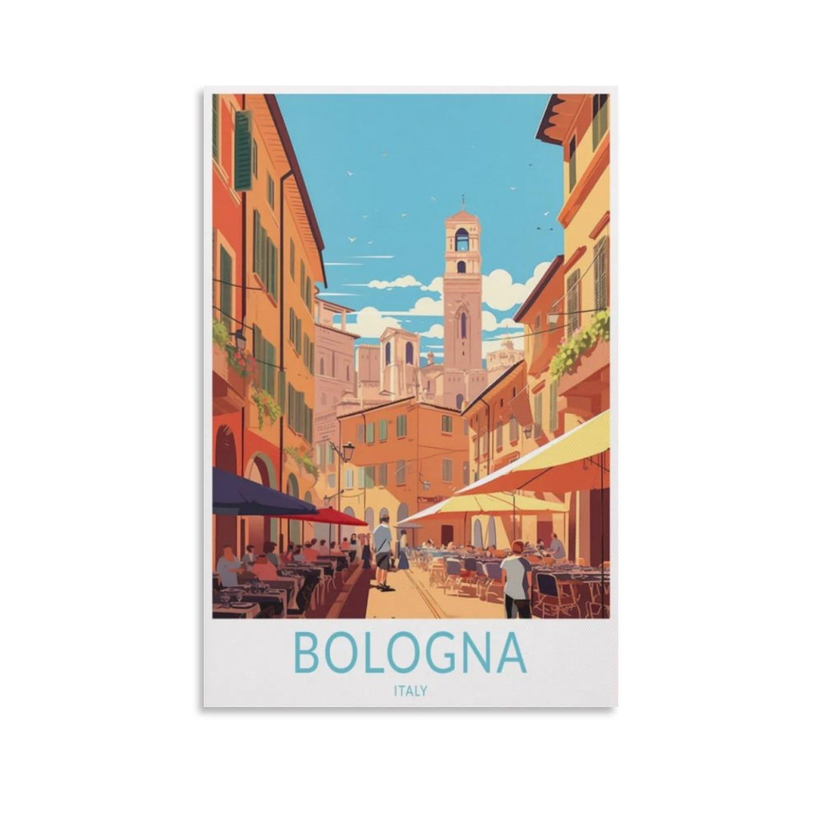 Bologna Italy Vintage Travel Posters Street 20x30inch(50x75cm) Wall Art Picture Print Canvas Art Poster Modern Family Bedroom Decor Posters