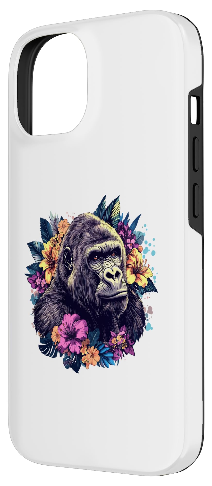 Amazon.co.jp: iPhone 14 ゴリラと花の背景ジャングル スマホケース