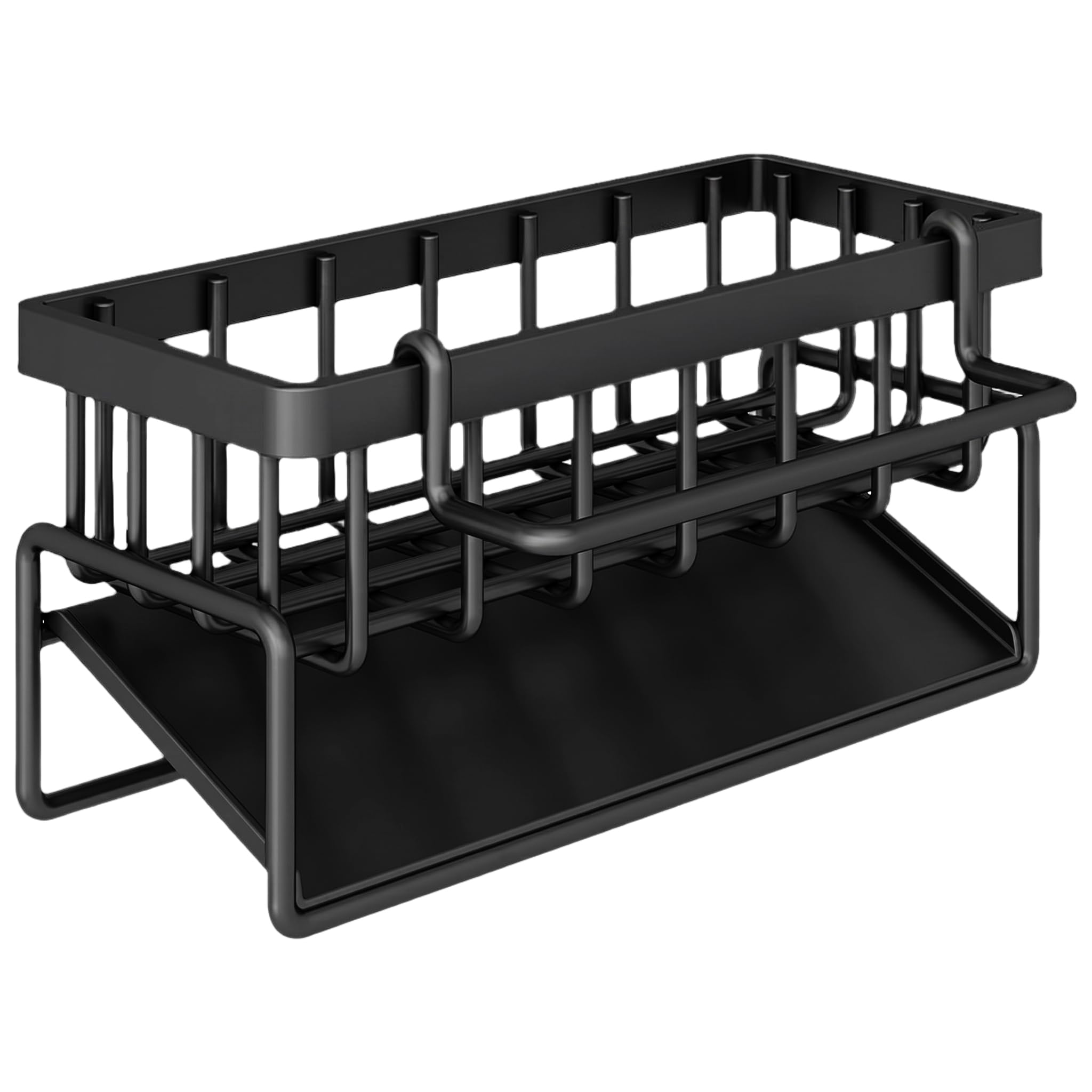 Sjfbebsy Kitchen Sink Sponge Holder, Metal Organizer, Black