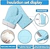 Oven Mitts and Pot Holders 4 pcs Set,High Heat Resistant 500 Degree Extra Thicken Long Kitchen Cotton Oven Glove for Cooking (12 Inch,Light Blue) #2