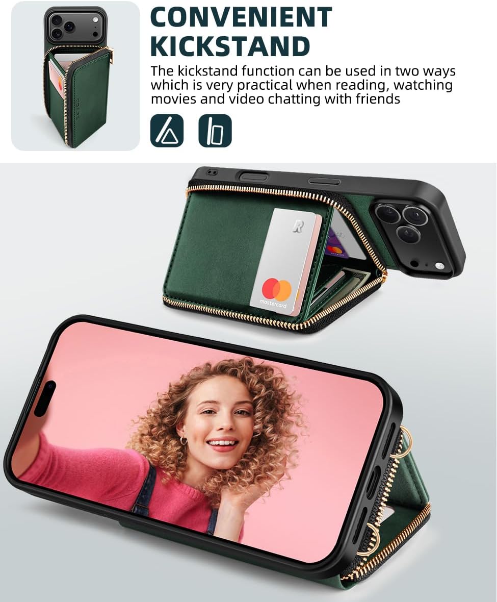OCASE for iPhone 18 Pro Max/ 17 Pro Max Crossbody Wallet Case, Dark Green