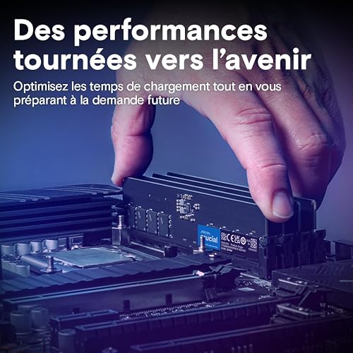 Crucial RAM DDR5 16Go Kit (2x8Go) 5600MHz, PC Mémoire (ou 5200MHz / 4800MHz) CL46 - CT2K8G56C46U5 - 5