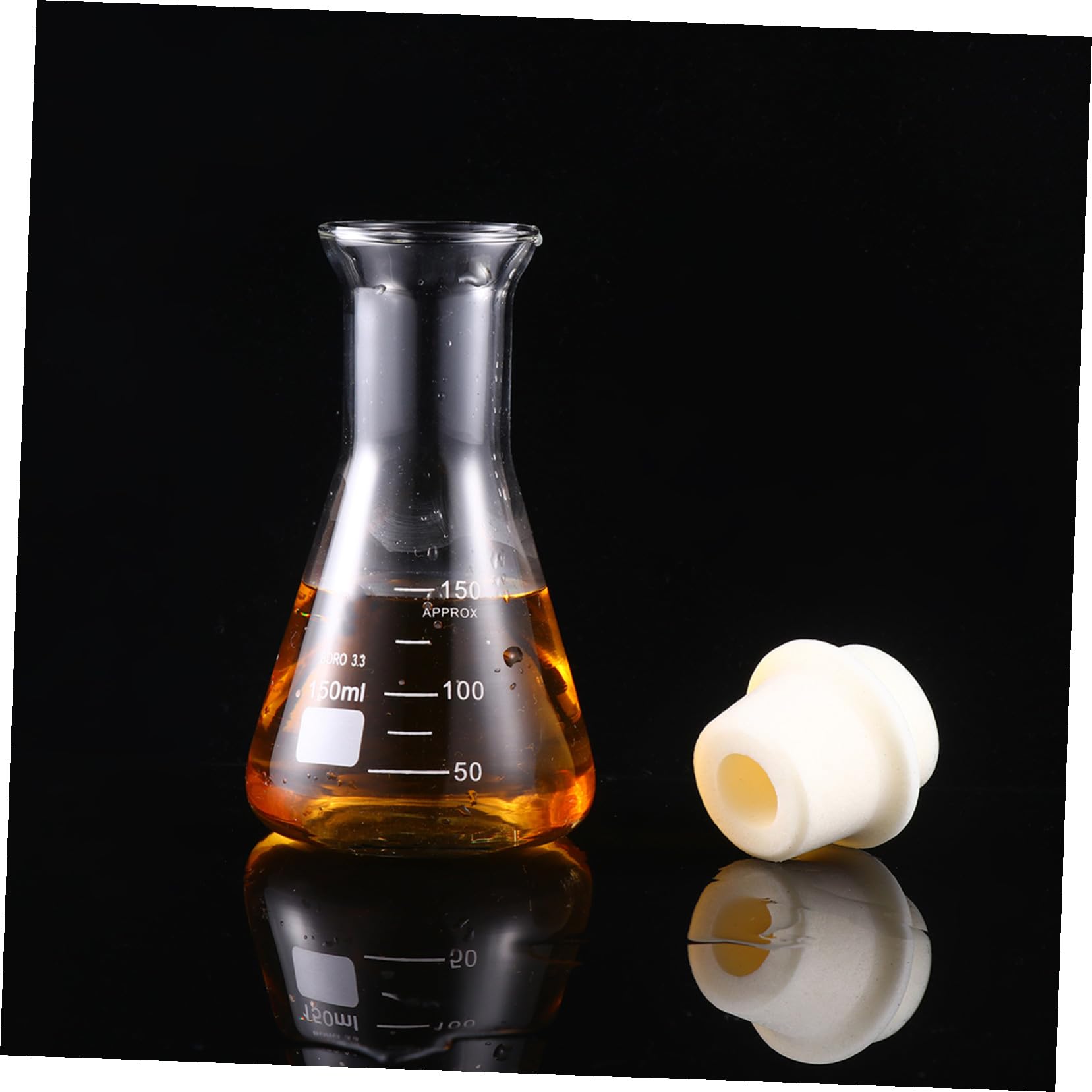 iplusmile 2 Pezzi Di Beuta Conica Da Laboratorio Di Chimica Beuta in Per Studenti Capacità 150 Ml Bocca Larga Con Di Sughero Per Sicurezza