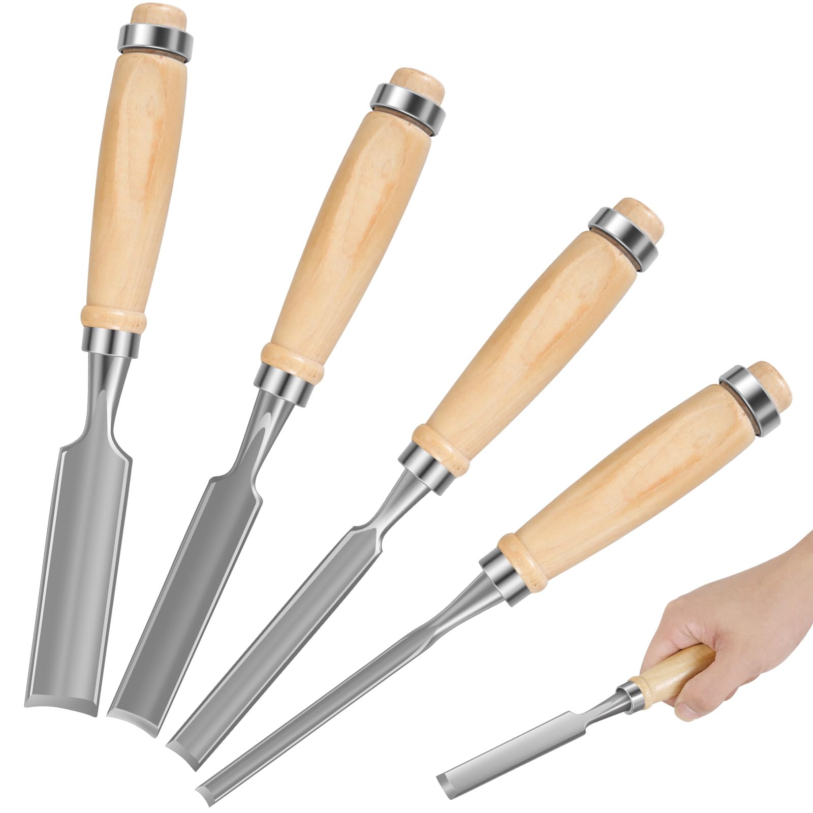 4Pcs Wood Carving Gouges, Half-Round Chisel Knife, Carbon Steel Wood Carving Tools for Woodworking, 1/4