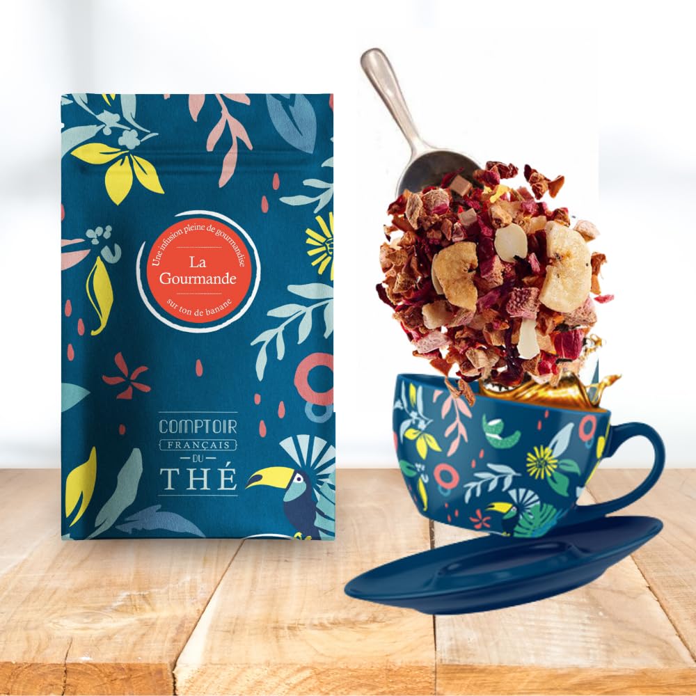 2x100g d'Infusion Banane - La Gourmande COMPTOIR FRANÇAIS DU THÉ | Délicieux chaud ou glacé, parfait en thé glacé maison - Infusion en vrac, sachet zip refermable - cadeau maitresse d'ecole