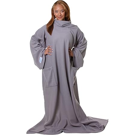 Snuggie- The Original Wearable Blanket That Has Sleeves, Warm, Cozy, Super Soft Fleece, Functional Blanket with Sleeves & Pockets for Adult, Women, Men, As Seen On TV- Light Grey