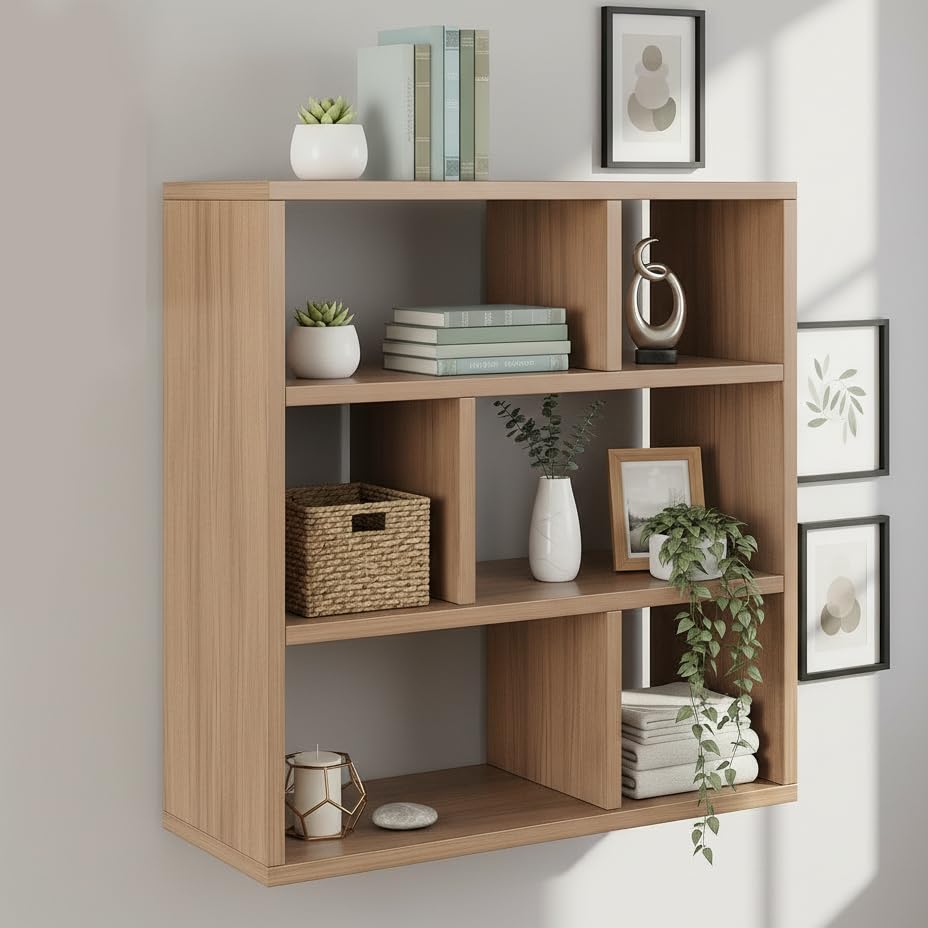 Image of FURNEASER Wall Shelves for Living Room, Hanging Decoration & Corner Display Shelf, Modern & Stylish Bookcase Bookshelf for Home Office Wall Decoration (EN3)