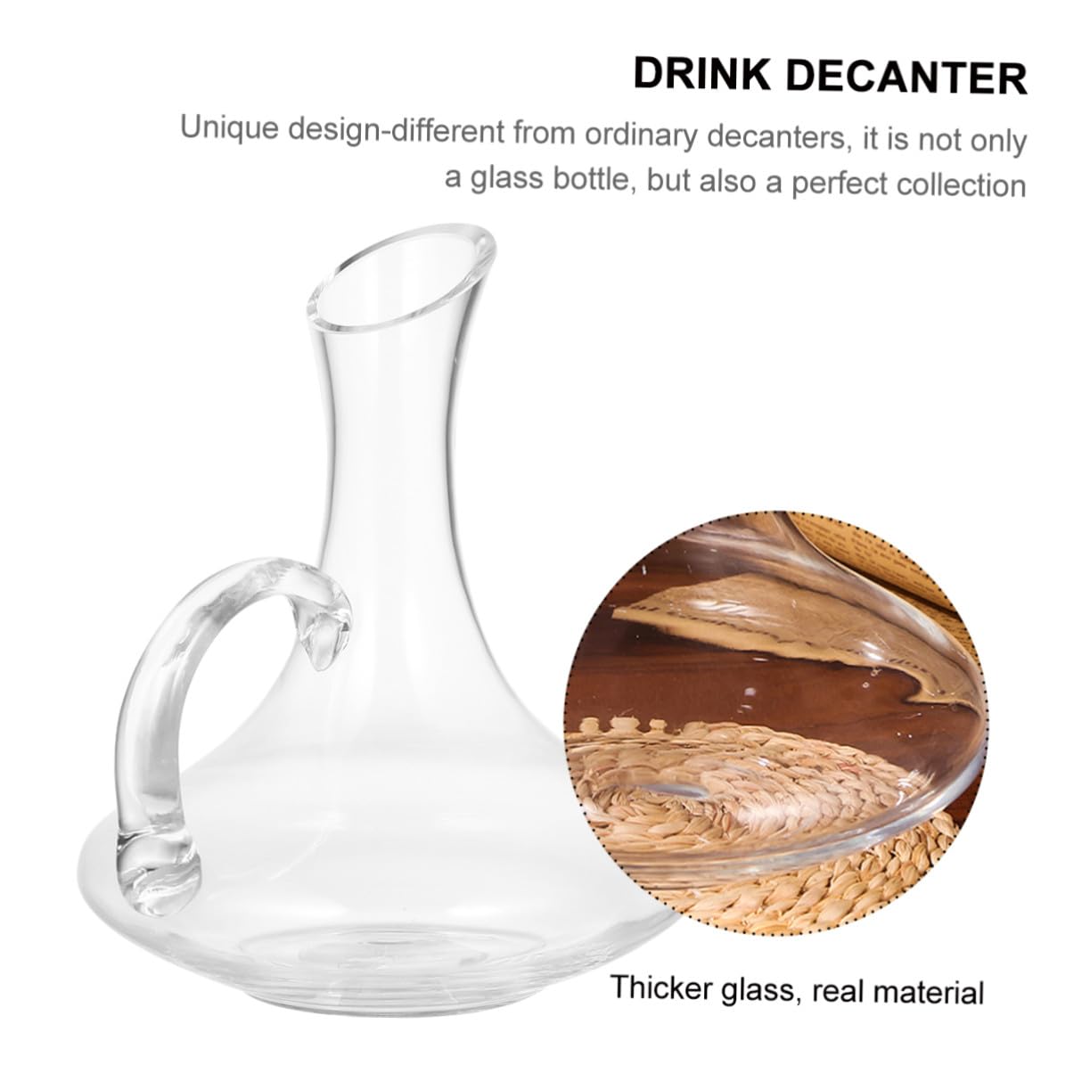 Toyvian Decanter Vino in Vetro Premium con Manico Distributore Bevande per Whiskey e Vino Caraffa Elegante e Pratica per Casa e Bar