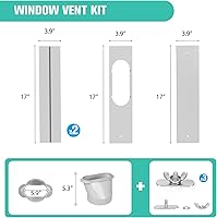 Vista 2 de Kit de ventilación de ventana de CA portátil con manguera de escape de 5.9 pulgadas, kit de sellado de ventana de aire acondicionado portátil
