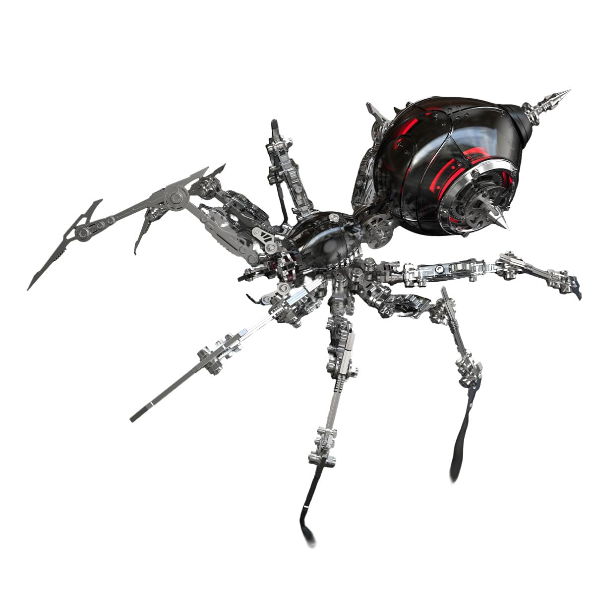3D Metal Puzzle Spider Model Kit, 3D Steampunk Mechanical Metal War Spider Assembly Model Kit, Optional Component Upgrades, Desktop Decor and Gifts for Adults(Black and Red)