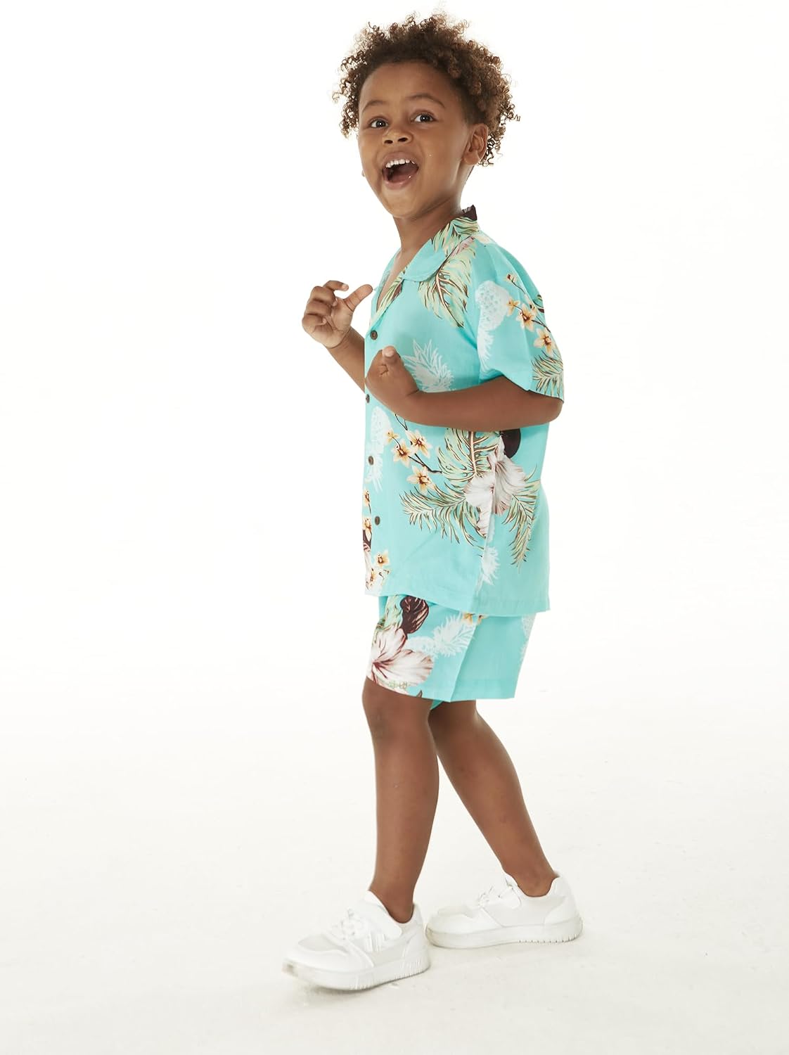 Hawaii Hangover Family Matching Clothes, Pineapple Garden Turquoise | Family matching Hawaiian outfits, Pineapple Garden Turquoise, lightweight rayon, machine washable, tropical print, luaus