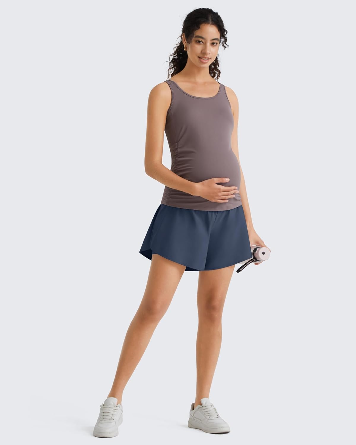 G4Free Chillwhisp Built in Brief Maternity Athletic Shorts with Inner Pockets Cross Waist Pregnancy Shorts