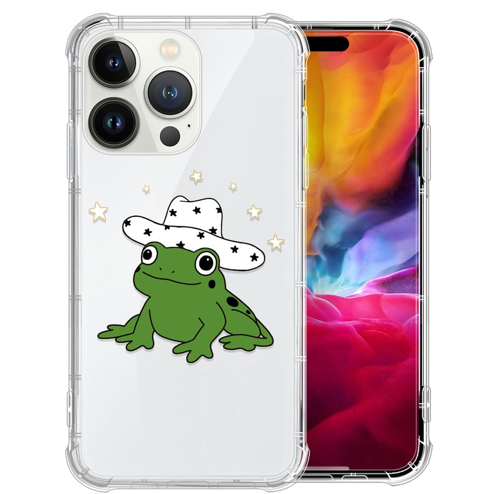 CARLOCA Compatible with iPhone 11 Pro Max Case for Girl,Clear with Cowboy Hat Frog Pattern Design Plastic Shockproof TPU Bumper Protective Case for