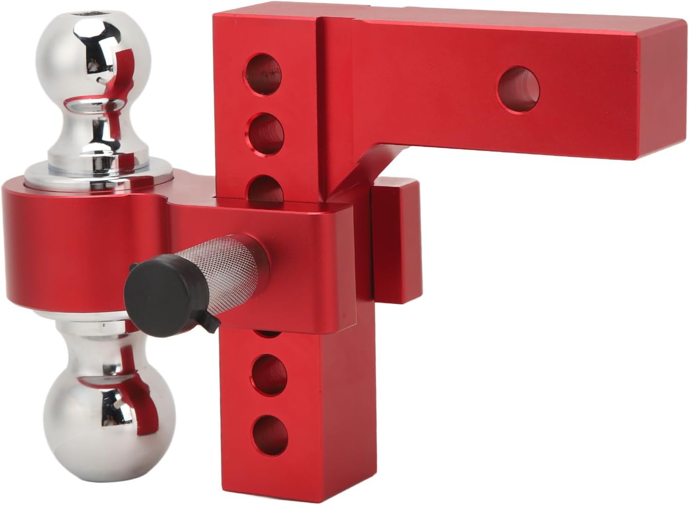 Focket Adjustable Trailer Hitch, 6in Drop or Rise 12500lbs Capacity Ball Mount Stainless Steel Receiver Hitch with 8pcs Kit for 2in Heavy Duty Trucks (Red)