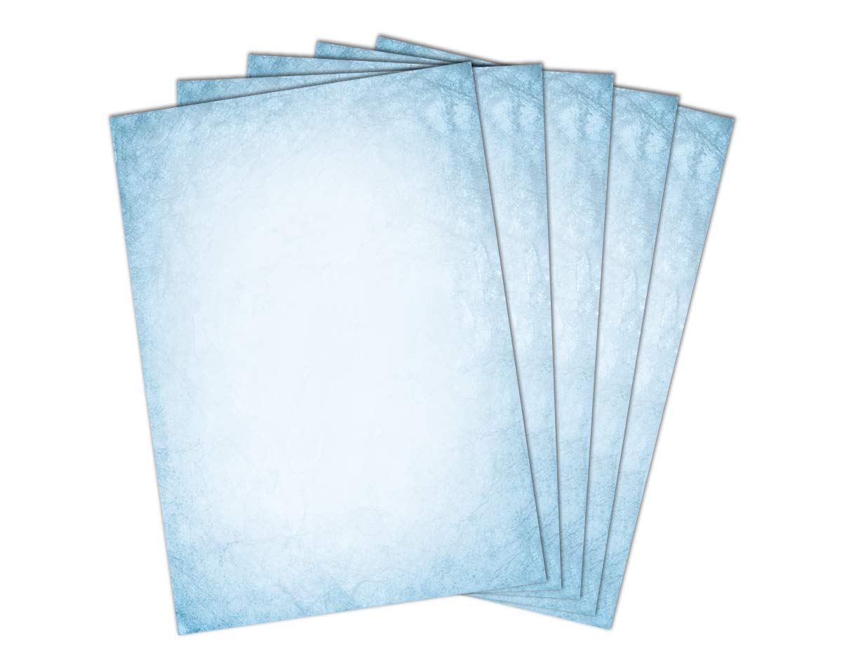 Briefpapier mit Umschlag Briefpapier-Set Vintage blau Motivpapier für Einladungen Hochzeit Urkunden (250 Blätter + 250 Umschläge)