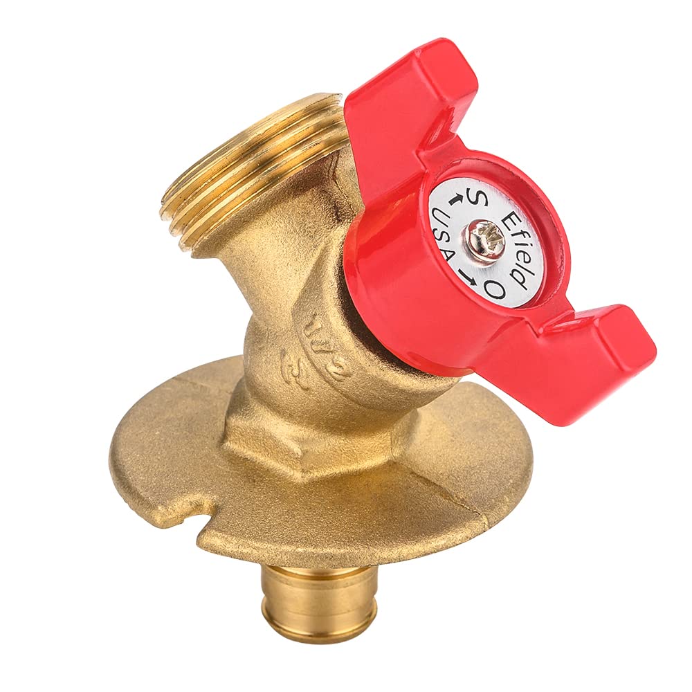 EFIELD Valvola 1/4-Turn Bibb Tubo flessibile con flangia 1/2 ". Pex-a Ingresso di espansione x 3/4 ". Uscita MHT, ASTM 1960 (1)