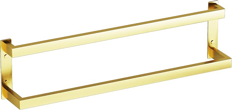 SEIDO 16 Inch Double Towel Bar for Bathroom, Rustproof 304 Stainless Steel Towel Racks for Bathroom Wall Mounted, Heavy Duty 2-Tier Square Ladder Towel Rods Rails for Kitchen/Laundry Brushed Gold