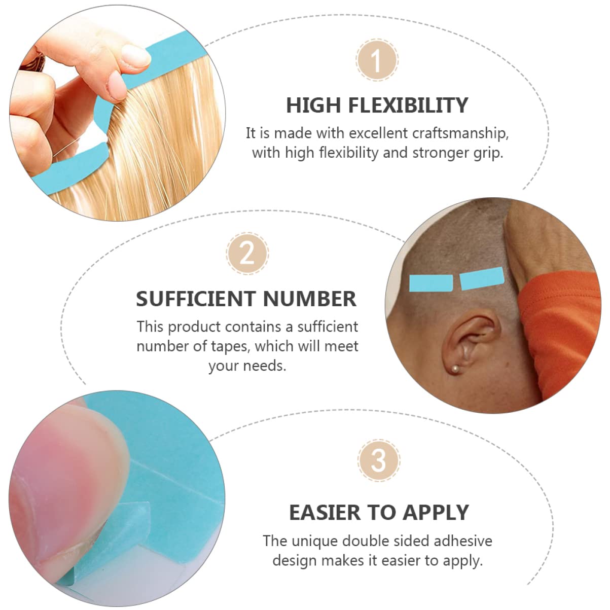 Didiseaon 6 Double Sided Adhesive Hair Extension Hair Tape Tabs Double Sided Tape Tabs Small Mirrors for Crafts Double-sided Tape Hair Extension Tool Wig Replace Pu Extension Belt