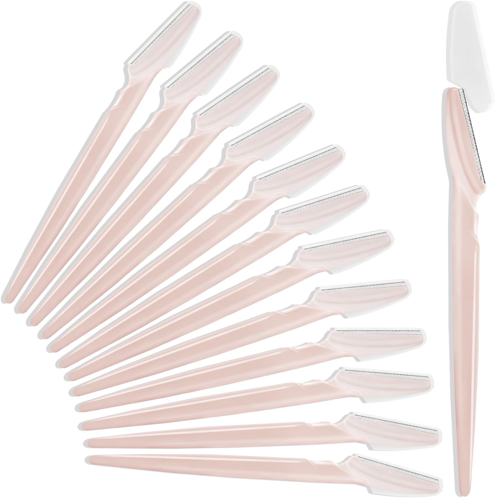 HFATMOS 12 Pcs Eyebrow Razors, Face Razors Multipurpose, Exfoliating Dermaplaning Tools, Eyebrow Trimmers Shaver with Protective Cover, Facial Hair Removal for Women Men Body Use (Light Pink)