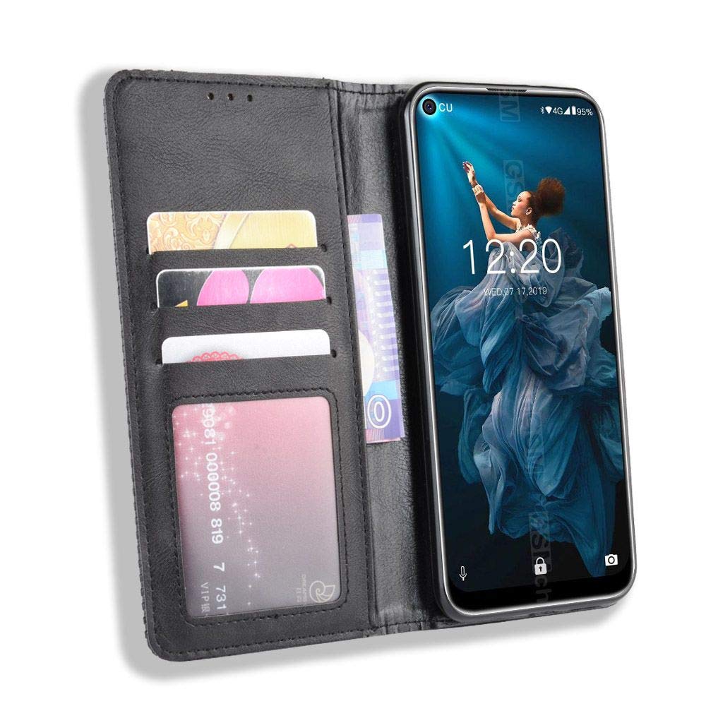 SEAHAI Case For Oukitel C51, Cute Cat Pattern Premium PU Leather Wallet Shockproof Flip Cover With Kickstand/Credit Card Slots/RFID Blocking/Magnetic Close, Purple - View #3