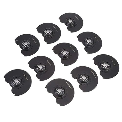 Miniatura 3 de ViaGasaFamido 10 hojas de sierra oscilantes semicírculos, acero de alto carbono, alta dureza, oscilante, multiherramienta de molienda de madera,