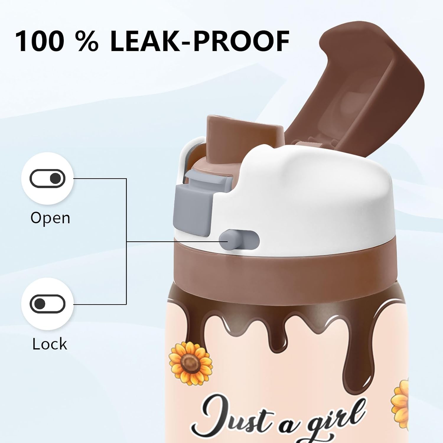 Cow 32oz Water Bottle Gifts for Women, Stainless Steel Insulated Tumbler with Handle & 2-in-1 Leak Proof Locking Lid for Outdoor Sports, Birthday Gift for Her Wife Daughter