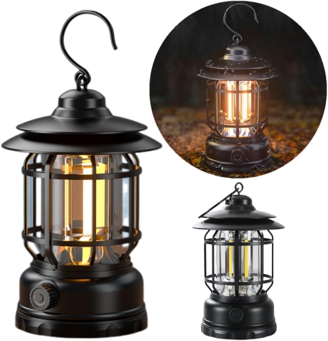 DWELLORA Led Camping Light Retro Style Lighting Battery Type-C Rechargeable Dimmable Tent Lamp Outdoor Portable Waterproof Flashlight Lanterns Lightweight for Courtyard Hiking,(Assorted Color)-picture-23