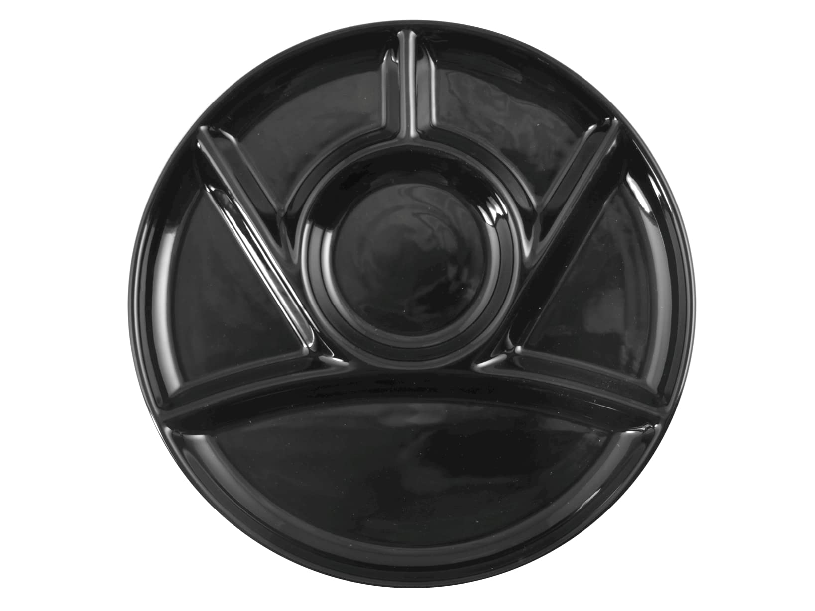 6X H&H Fondue Plates Ceramic 6 Compartments 26 Cm Black