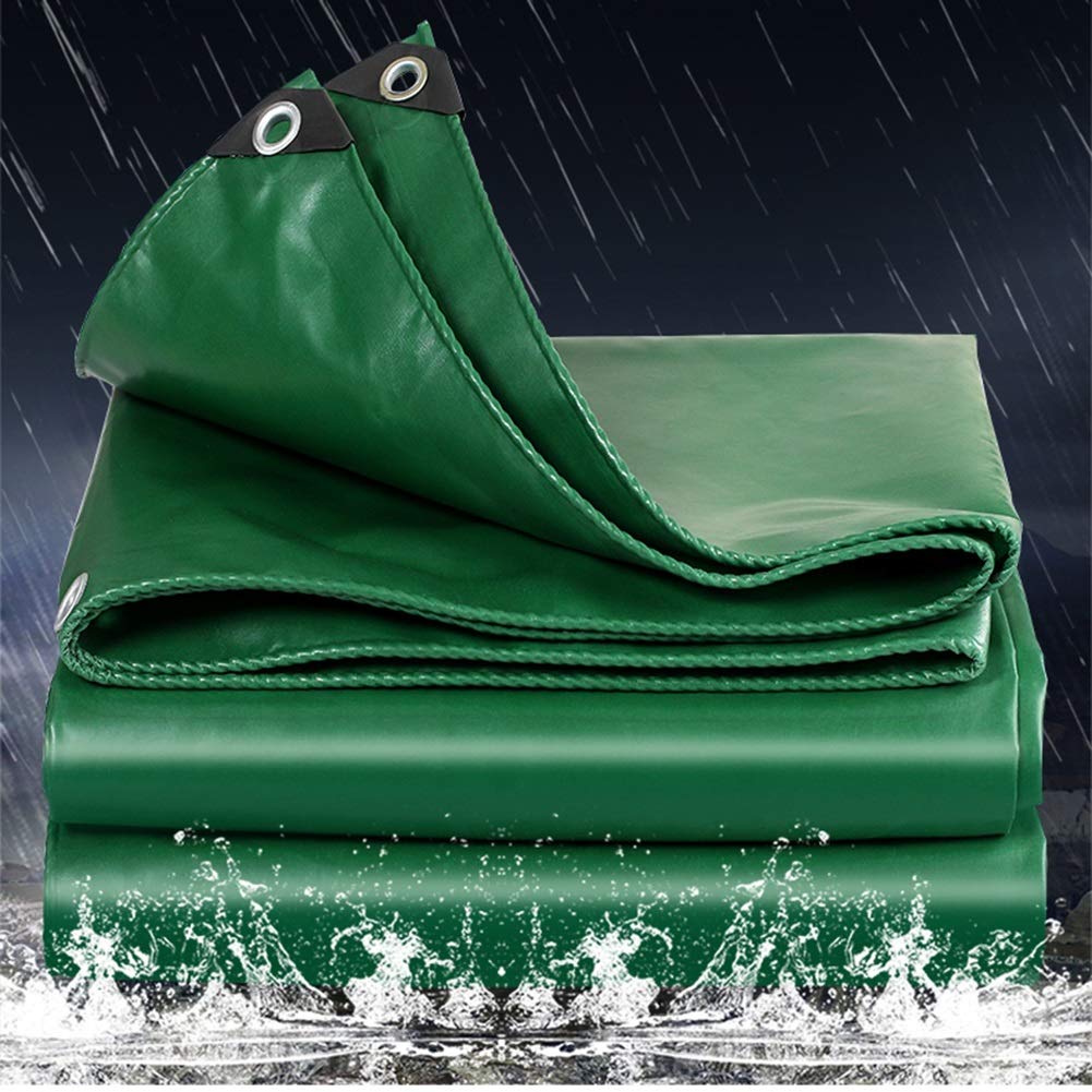 OKUOKA Verdickte Regendichte Plane Sonnenschutz Wasserdichter Poncho Outdoor Shade Canopy Truck Roof AntiUV (Color : Green, Size : 3mx3m)