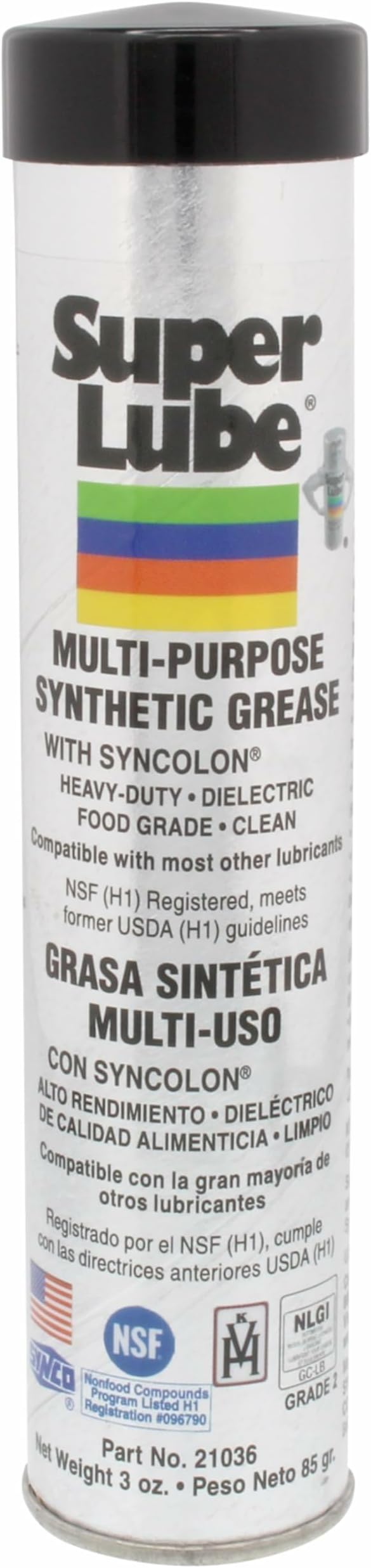 Super Lube 21036 Synthetic Grease (NLGI 2), 3 oz Cartridge, Translucent White