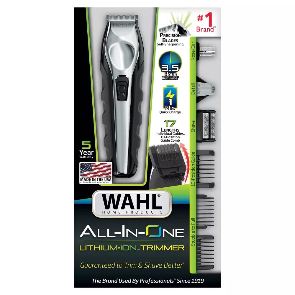 Wahl Lithium Ion Multi-Groomer Chrome, Black, 14.4 Ounce