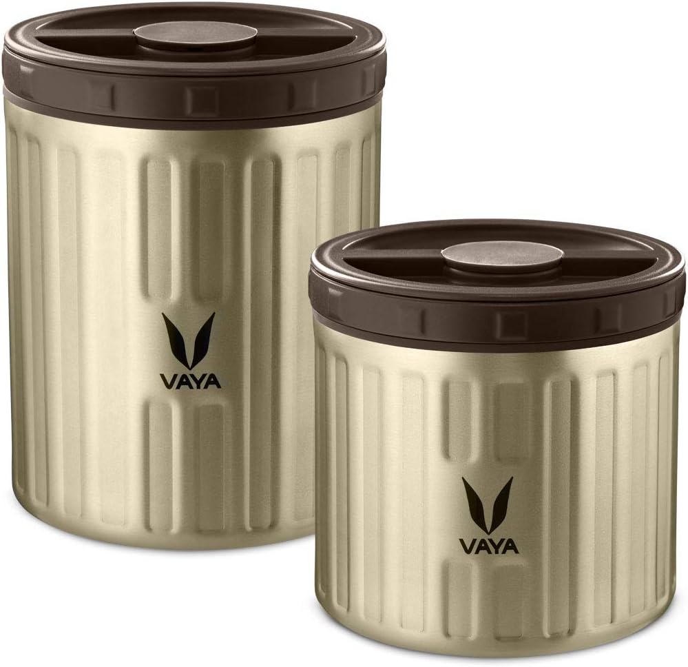 Vaya Preserve Lunch Boxes For Office Men, 1 X 500 Ml + 1 X 300 Ml Containers, Vacuum Insulated Food Jar For Single Meal, Easy To Carry Leakproof Stainless Steel Tiffin For Office,Graphite - Grey