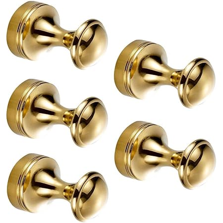 BigBig Home Accesorio de Baño Montado en Pared, Cinco Toallero de Ganchos Dorados de Latón de Estilo Lujoso, Cinco Soporte de Ganchos para Toalla con ...